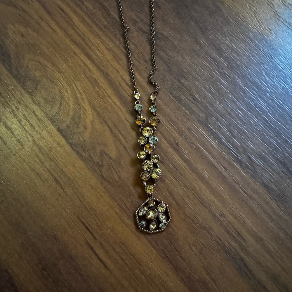 Vintage Signed Givenchy Elegant Gold Topaz Crystal Lariat Y Necklace - Picture 3 of 8